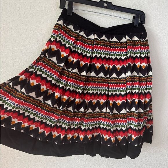 Anthropologie Fei Womens Multicolor Pleated Skirt Sz 6 Geometric Aztec Boho Folk - Picture 8 of 8